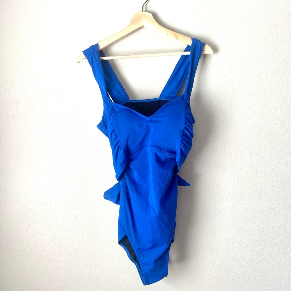 NWT Swimsuits For All Blue Tie Back One Piece Swimsuit Women’s  Size 16